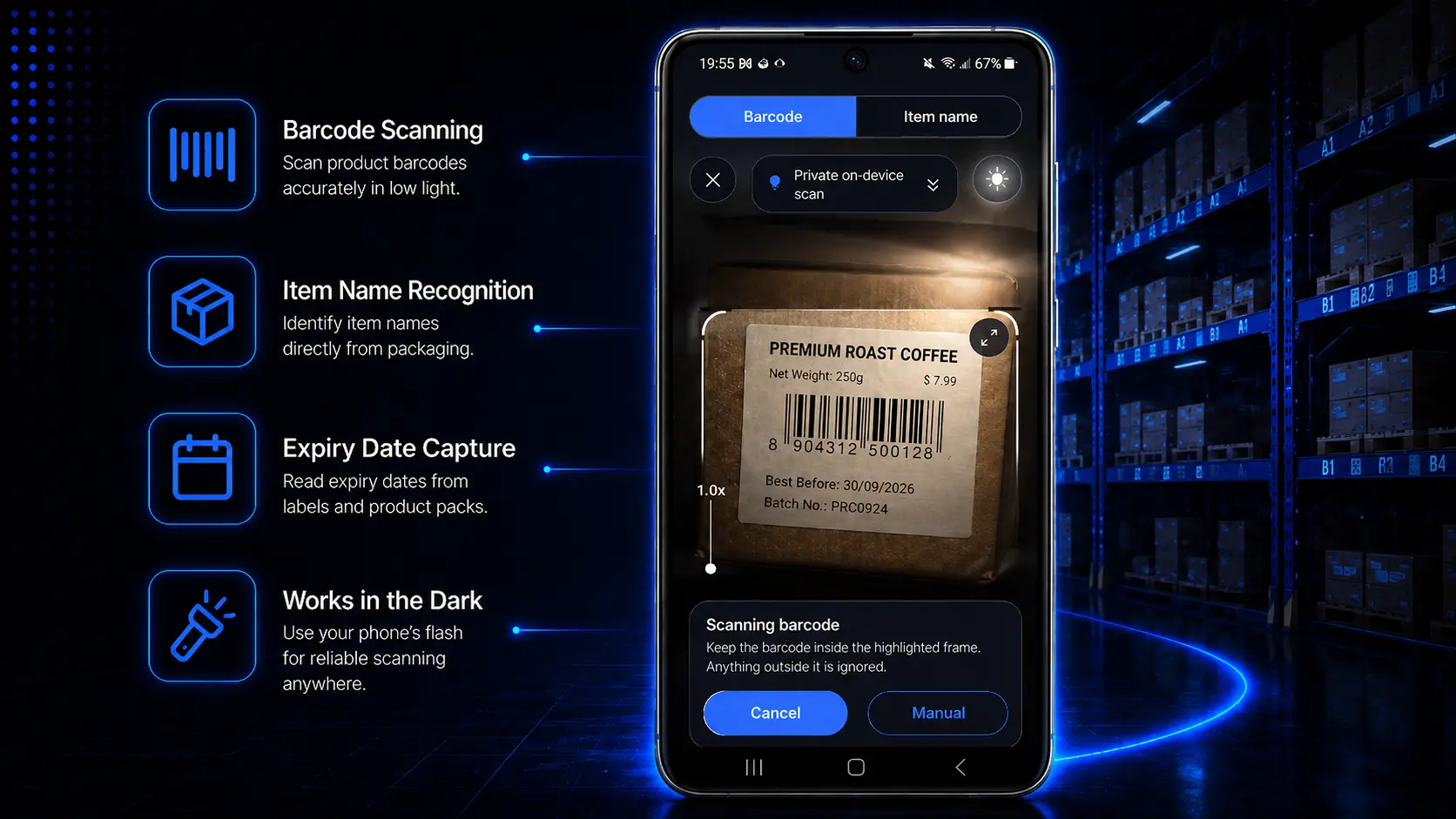 Add or edit items instantly with Storagemagus