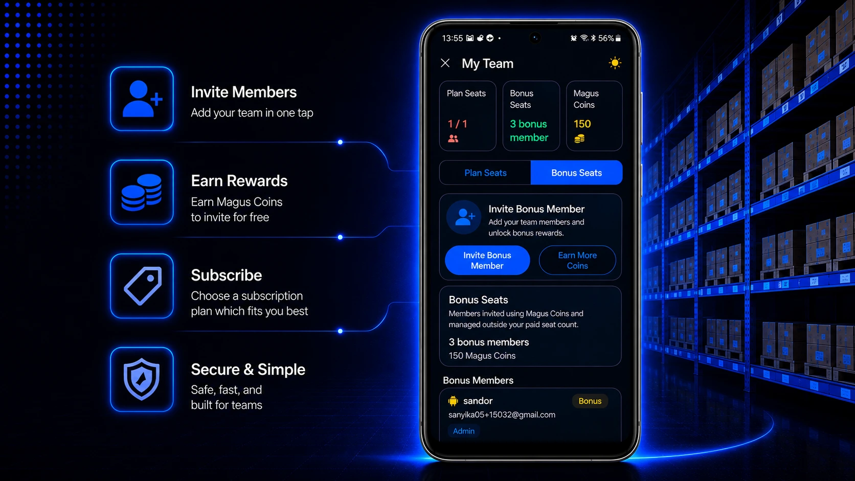 Storagemagus team collaboration and member management