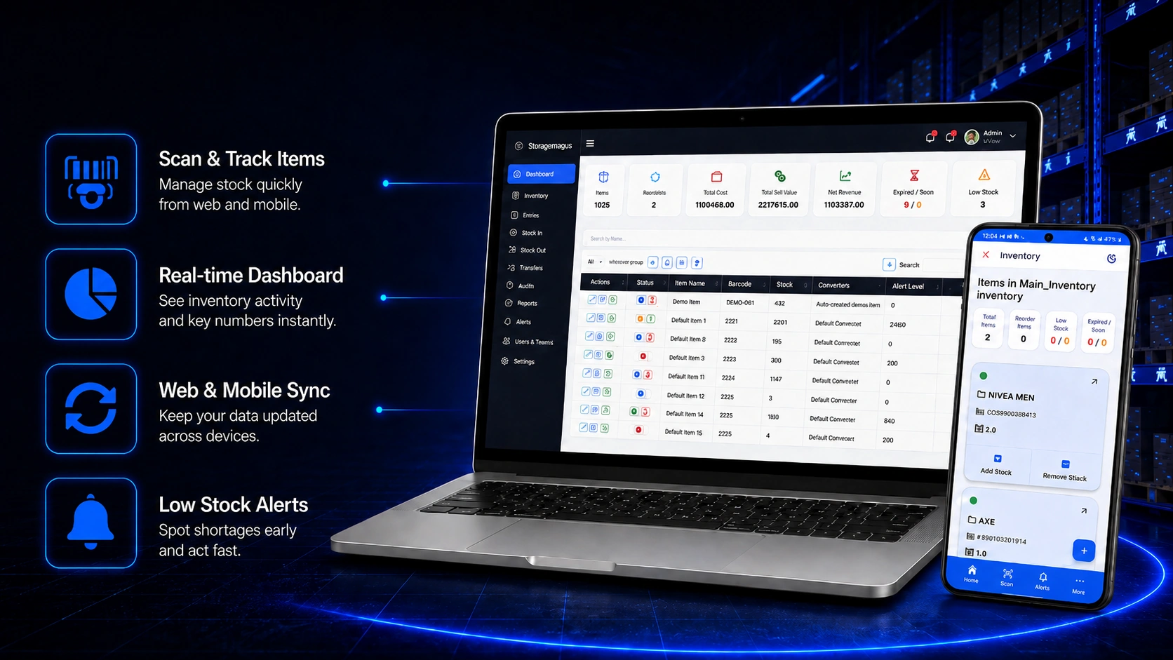 Manual item search in Storagemagus web app
